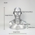 DL233 New style Men head mannequins flash silver color for hat/headset/glasses display make up head mannequin for sale